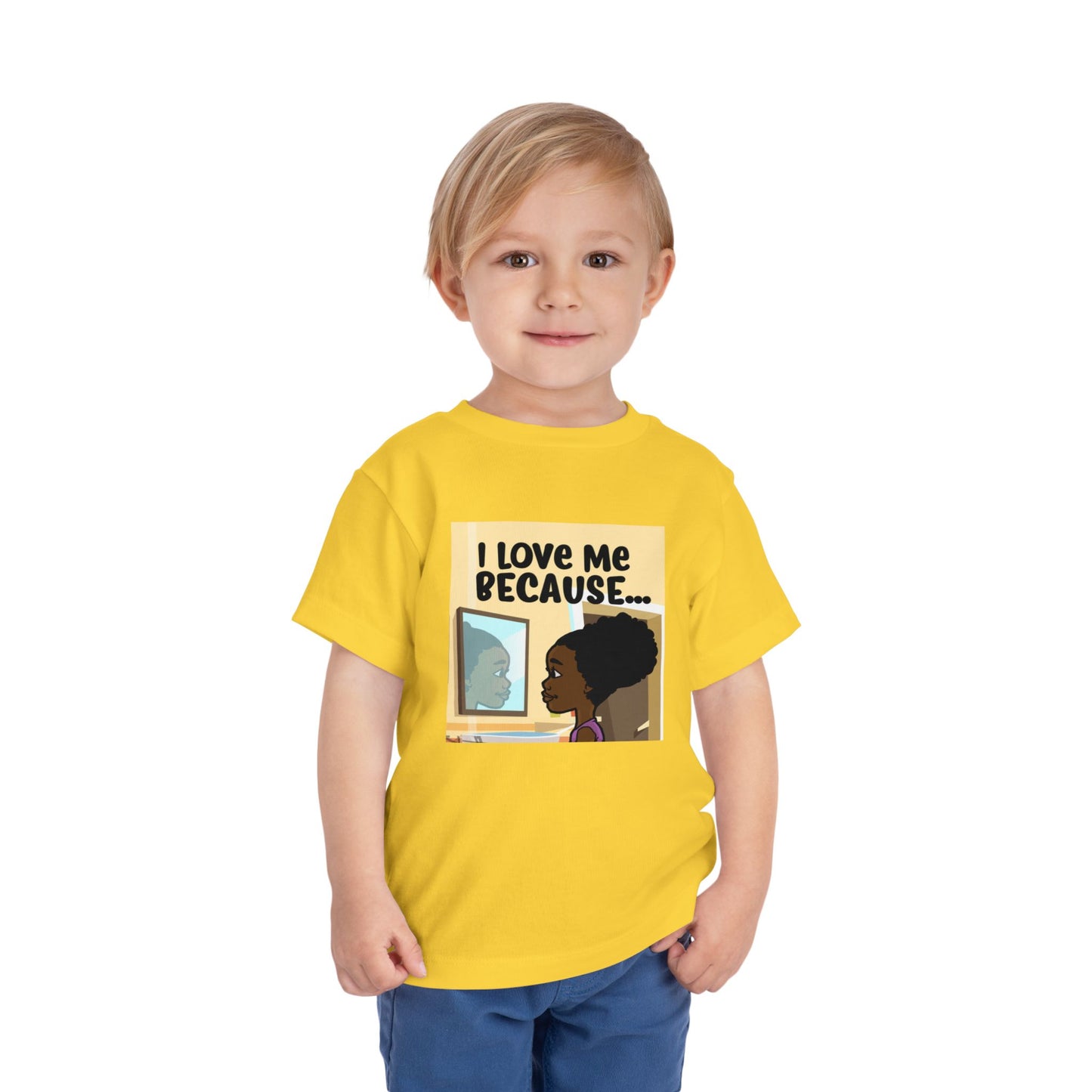"I Love Me Because..." Toddler Short Sleeve Tee (Pic)