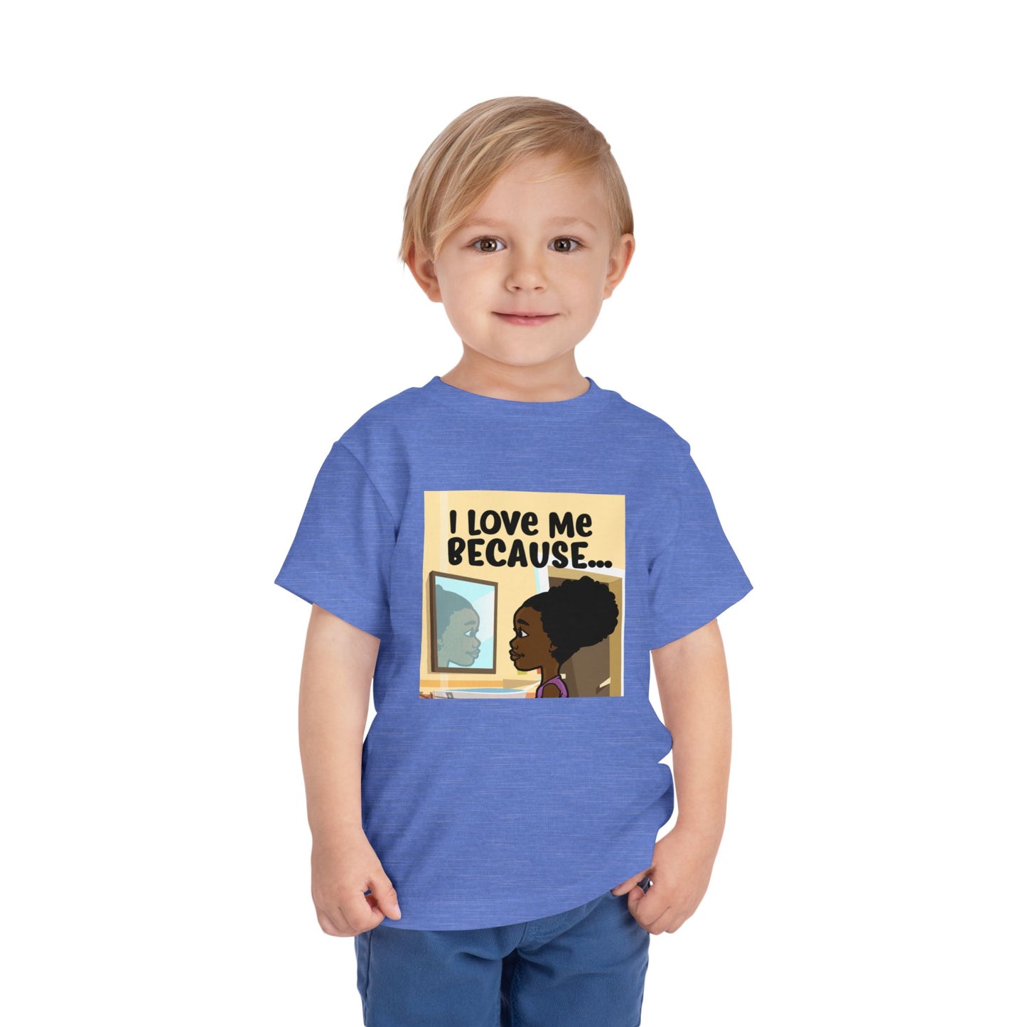 "I Love Me Because..." Toddler Short Sleeve Tee (Pic)
