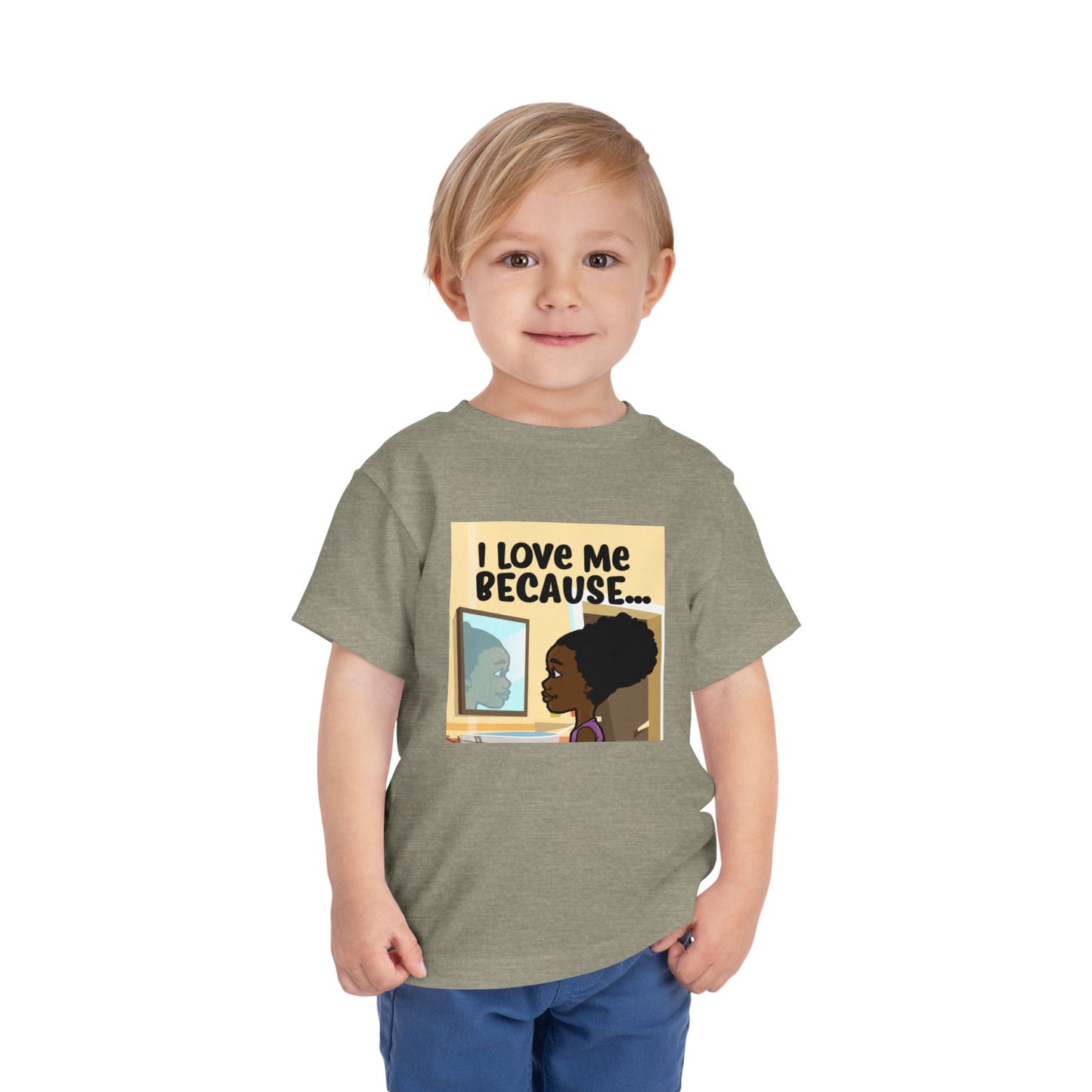 "I Love Me Because..." Toddler Short Sleeve Tee (Pic)