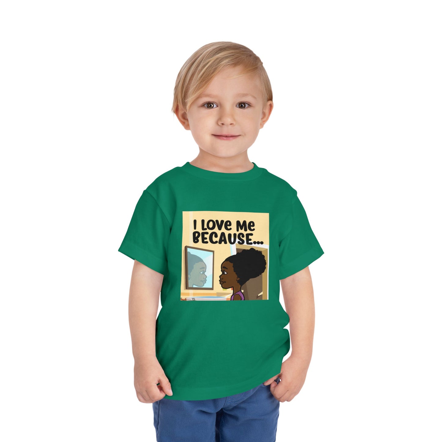 "I Love Me Because..." Toddler Short Sleeve Tee (Pic)