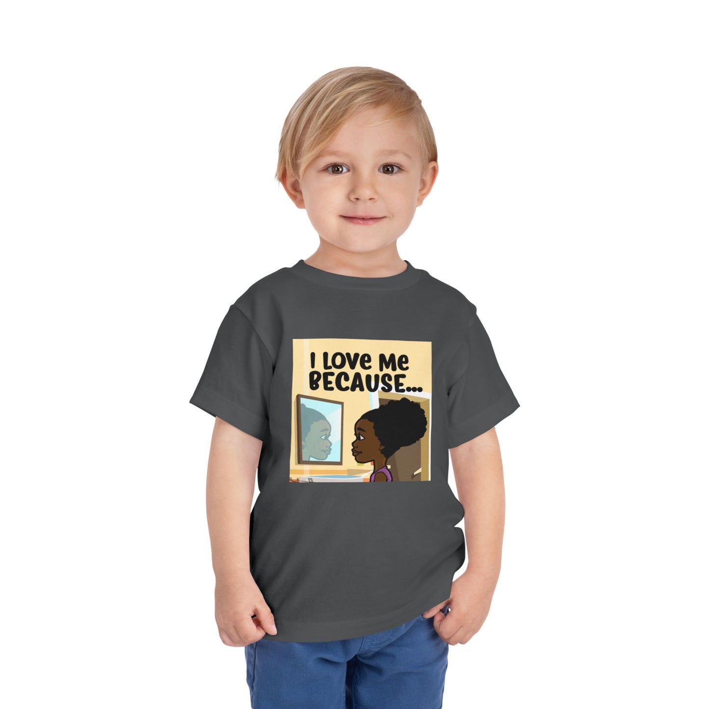 "I Love Me Because..." Toddler Short Sleeve Tee (Pic)