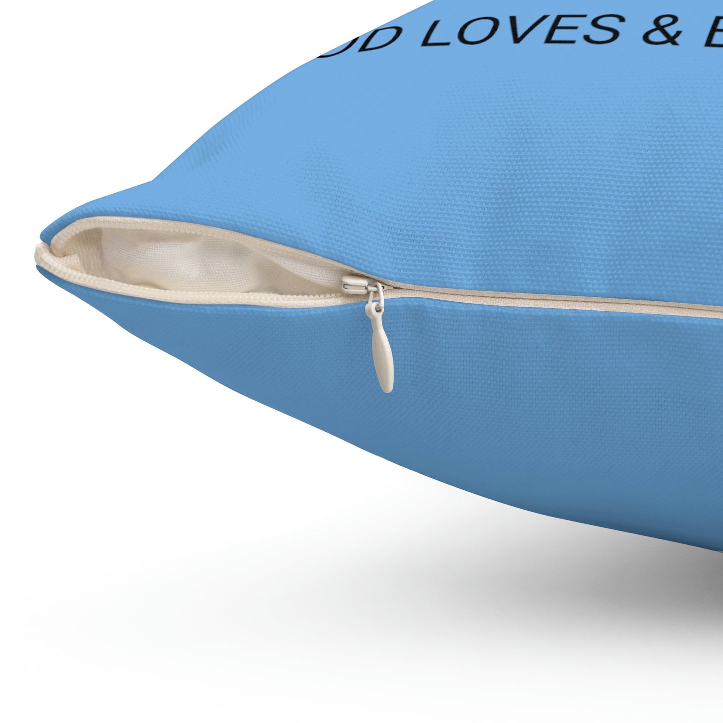 Pillow - "I Love & Believe In Me Because..." Spun Polyester Square Pillow (Blue)