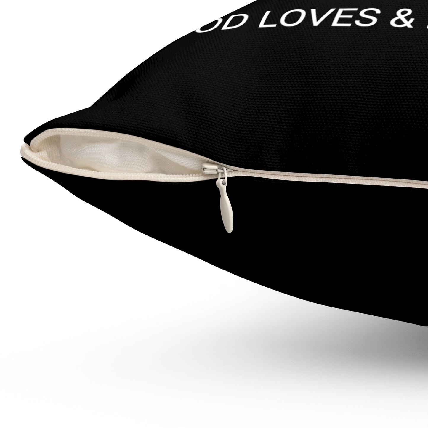 Pillow - "I Love & Believe In Me Because..." Spun Polyester Square Pillow (Black)
