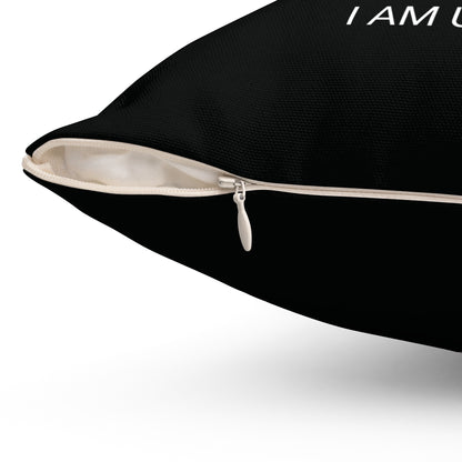 "I Love Me Because..." Square Pillow (Black)-SV Version